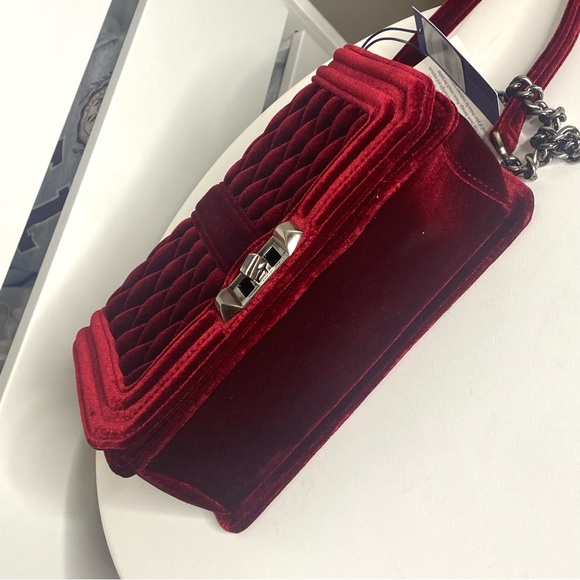 Rebecca Minkoff Love Crossbody Bag Purse in Velvet Red Port & Silver Hardware - Picture 6 of 10